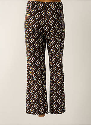 Pantalon 7/8 taille haute taille haute marron MALIPARMI femme
