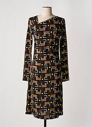 Robe mi-longue manches longues manches longues noir MALIPARMI femme