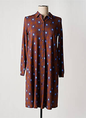 Robe mi-longue manches longues manches longues marron SIYU femme