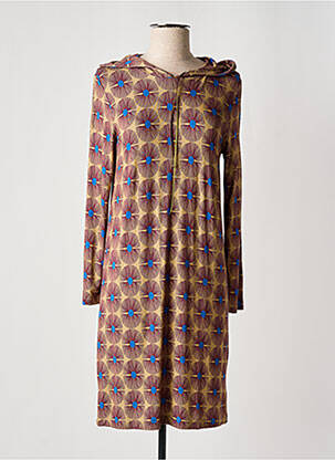 Robe mi-longue manches longues manches longues beige SIYU femme