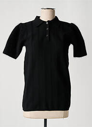Pull coupe cintrée manches courtes noir HIGH femme
