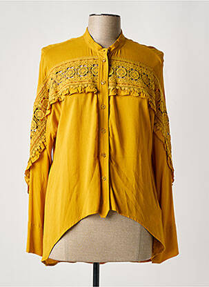 Chemisier tissage crêpe manches longues jaune HIGH femme