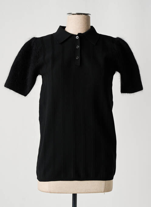 Pull coupe cintrée manches courtes noir HIGH femme