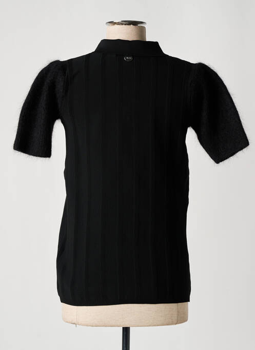 Pull coupe cintrée manches courtes noir HIGH femme