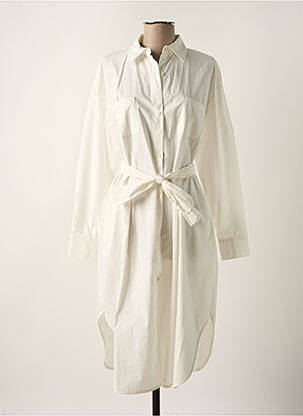 Robe mi-longue manches longues manches longues blanc SEE U SOON femme