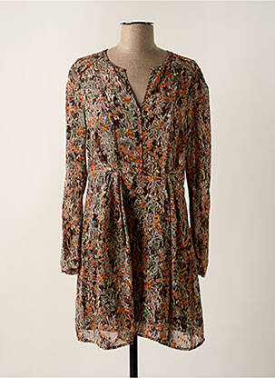 Robe courte coupe évasée manches longues marron SEE U SOON femme