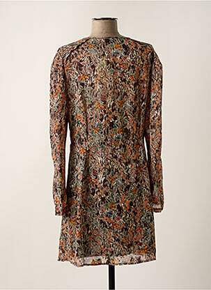 Robe courte coupe évasée manches longues marron SEE U SOON femme