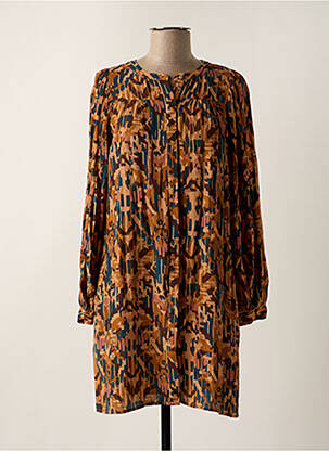 Robe courte manches longues manches longues marron SEE U SOON femme