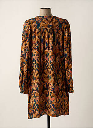 Robe courte manches longues manches longues marron SEE U SOON femme