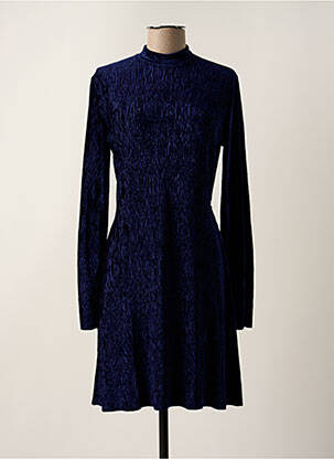 Robe mi-longue coupe évasée manches longues bleu AN' GE femme