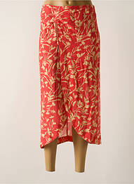 Jupe longue tissage crêpe rose SEE U SOON femme