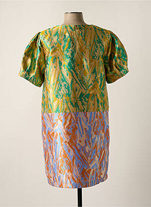 Robe courte fermeture zippée au dos manches courtes vert SEE U SOON femme