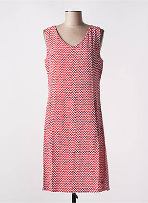 Robe mi-longue tissage crêpe sans manche rouge STREET ONE femme