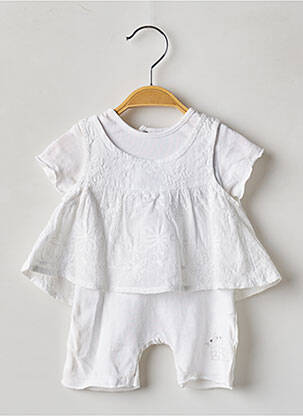 Combi-pantalon col rond manches courtes blanc WIPLALA fille