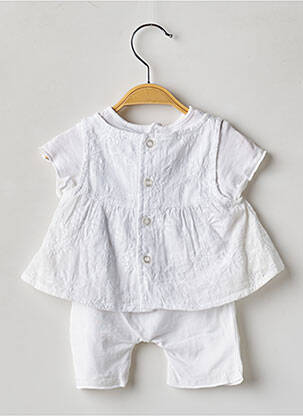 Combi-pantalon col rond manches courtes blanc WIPLALA fille