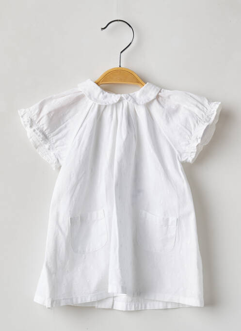 Robe mi-longue blanc PETIT BATEAU pour fille