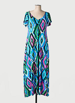 Robe longue manches courtes manches courtes bleu AN II VITO femme