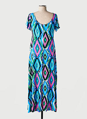 Robe longue manches courtes manches courtes bleu AN II VITO femme