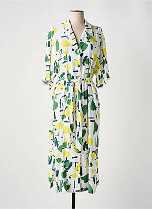 Robe mi-longue coupe fluide manches courtes blanc ZILCH femme