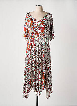 Robe mi-longue manches 3/4 manches 3/4 marron AN II VITO femme