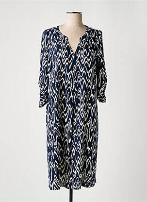 Robe mi-longue coupe fluide manches 3/4 bleu AN II VITO femme