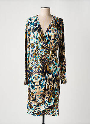 Robe mi-longue manches longues manches longues marron ESQUALO femme