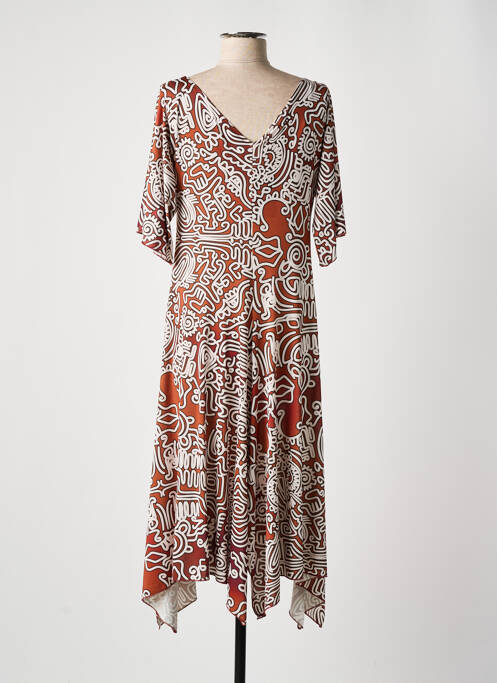 Robe mi-longue manches 3/4 manches 3/4 marron AN II VITO femme