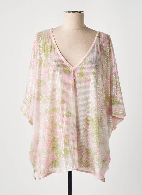Top stretch manches courtes rose MAT. femme