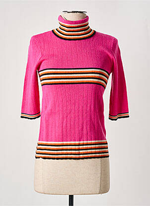 Pull col roulé maille souple et aérée manches courtes rose ESQUALO femme