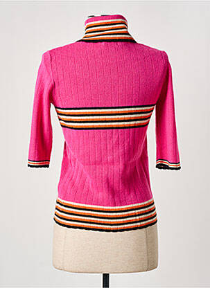 Pull col roulé maille souple et aérée manches courtes rose ESQUALO femme