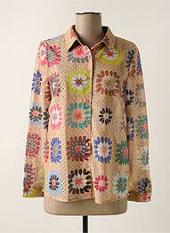 Chemisier imprimé fleurs manches longues beige TRAFFIC PEOPLE femme