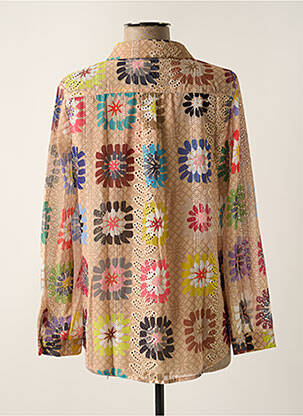 Chemisier imprimé fleurs manches longues beige TRAFFIC PEOPLE femme