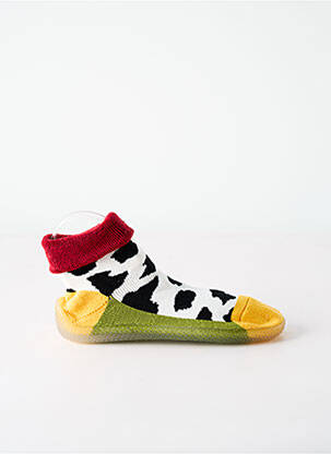 Chaussons/pantoufles impression talon plat jusqu'à 3cm jaune BERTHE AUX GRANDS PIEDS femme