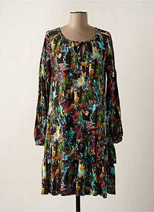 Robe courte coupe évasée manches longues noir MALOKA femme