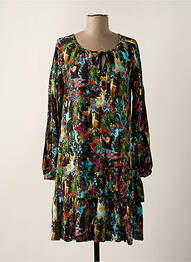 Robe courte coupe évasée manches longues noir MALOKA femme