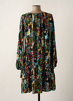 Robe courte coupe évasée manches longues noir MALOKA femme
