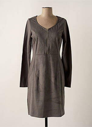 Robe mi-longue manches longues manches longues gris MALOKA femme