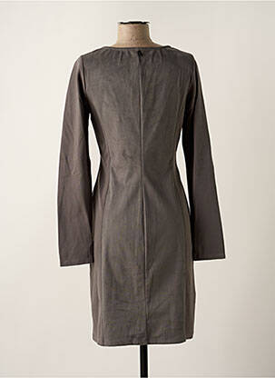 Robe mi-longue manches longues manches longues gris MALOKA femme