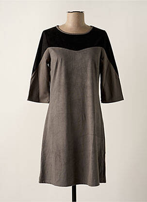 Robe courte manches 3/4 manches 3/4 gris MALOKA femme