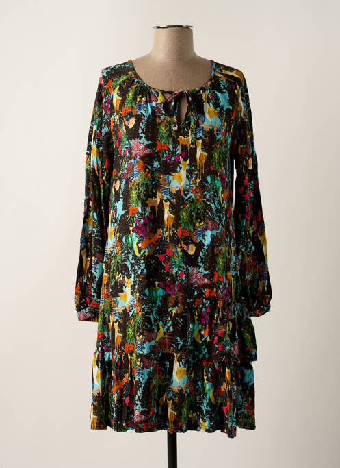 Robe courte coupe évasée manches longues noir MALOKA femme