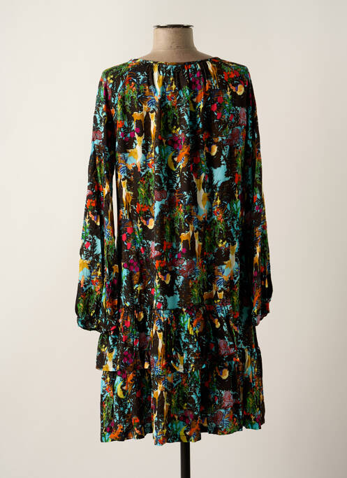 Robe courte coupe évasée manches longues noir MALOKA femme