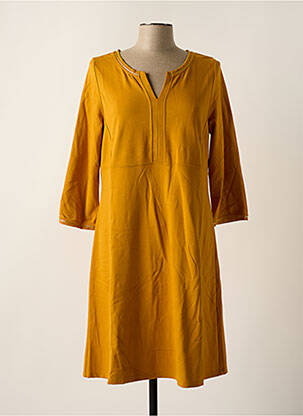 Robe mi-longue manches longues manches longues jaune MALOKA femme