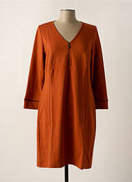Robe mi-longue manches longues manches longues marron MALOKA femme
