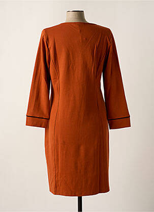 Robe mi-longue manches longues manches longues marron MALOKA femme