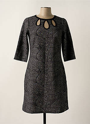 Robe mi-longue manches 3/4 manches 3/4 noir MALOKA femme