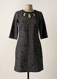 Robe mi-longue manches 3/4 manches 3/4 noir MALOKA femme