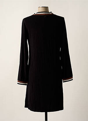 Robe mi-longue imprimé fantaisie manches longues noir MALOKA femme