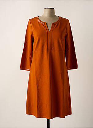 Robe mi-longue manches 3/4 manches 3/4 orange MALOKA femme
