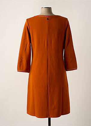 Robe mi-longue manches 3/4 manches 3/4 orange MALOKA femme