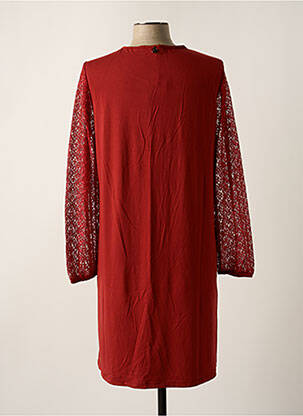 Robe mi-longue coupe fluide manches longues rouge MALOKA femme